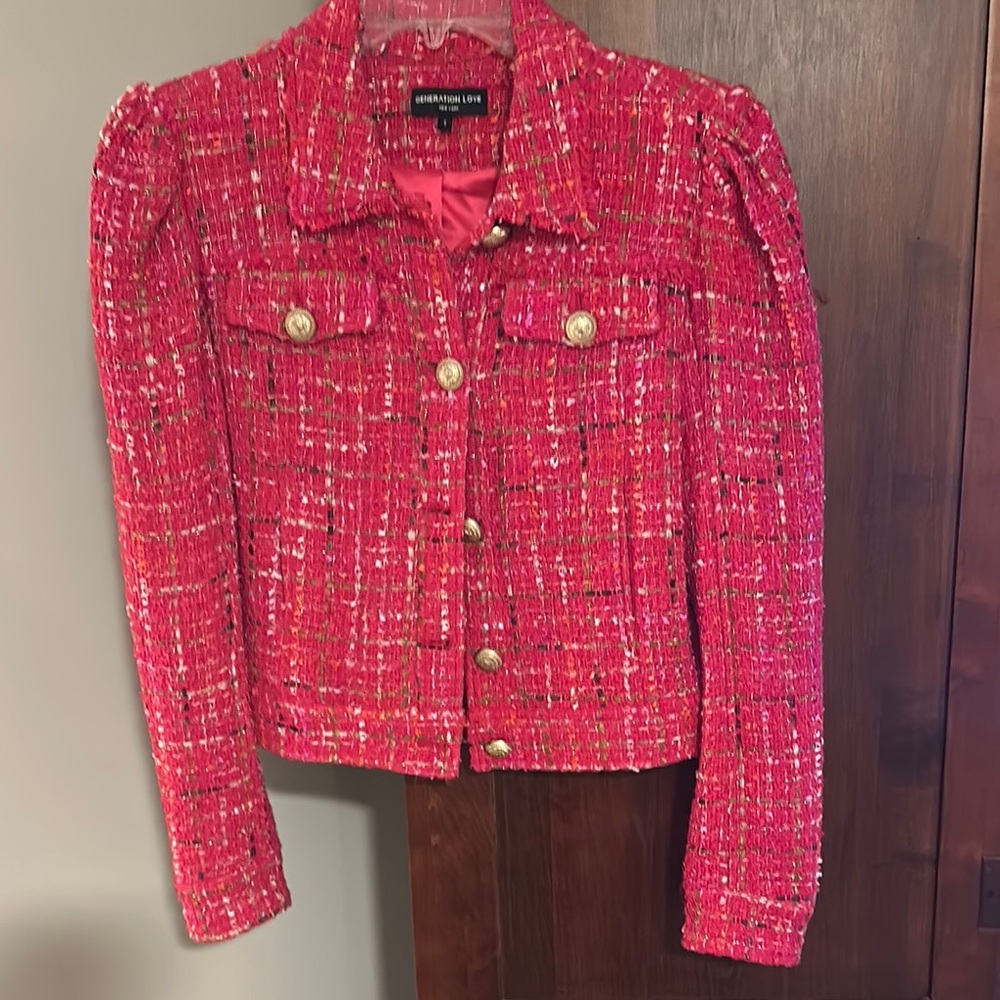 Generation Love Women's Pink Tweed Jacket small